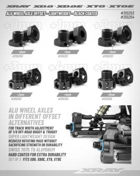 Radachse Achsversatz +1mm, Alu (gehärtet) XRAY