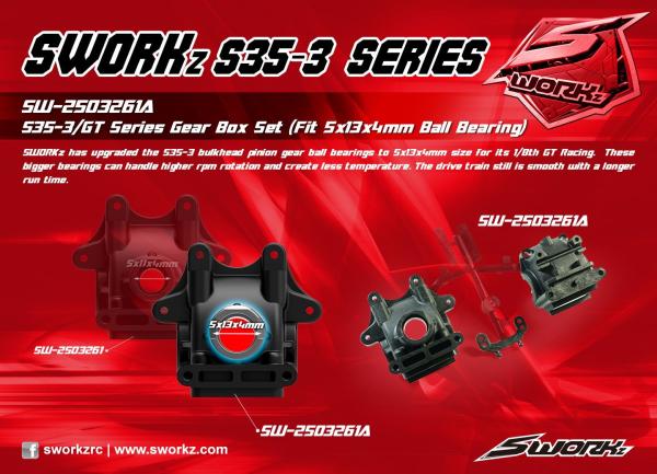 SWORKz Gear Box for 5x13x4mm bearings - Getriebekasten